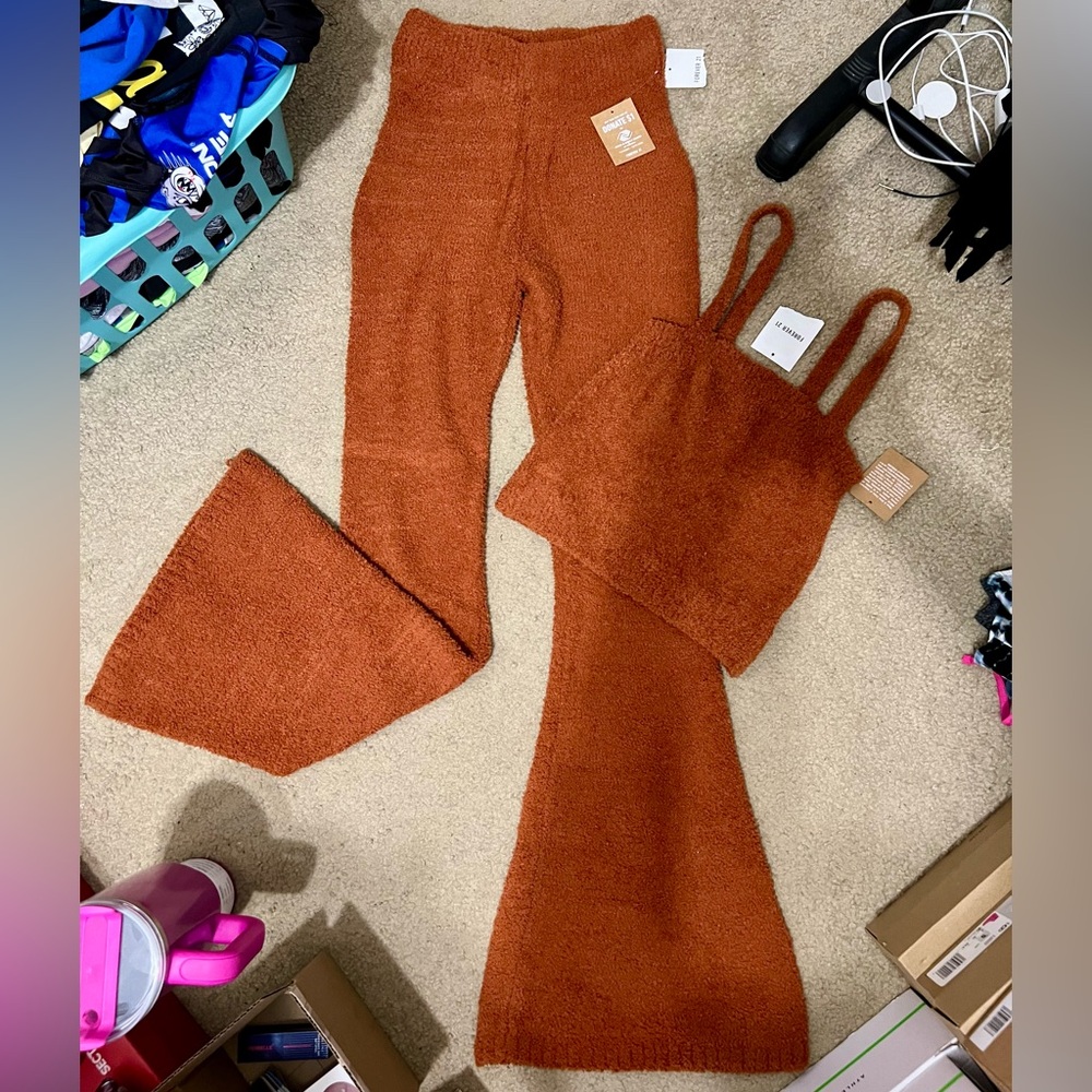 Forever 21 Rust Orange Fuzzy Knit Set